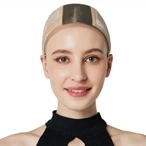 Lace Wig Grip Cap for Glueless Wig 4x5 Transparent Lace Reusable Wig Caps, Wig Grip Band for Lace Front Wigs to Keep Wigs in Place, Adjustable Wig Cap with Grip Band Non Slip Cap for Women（beige）