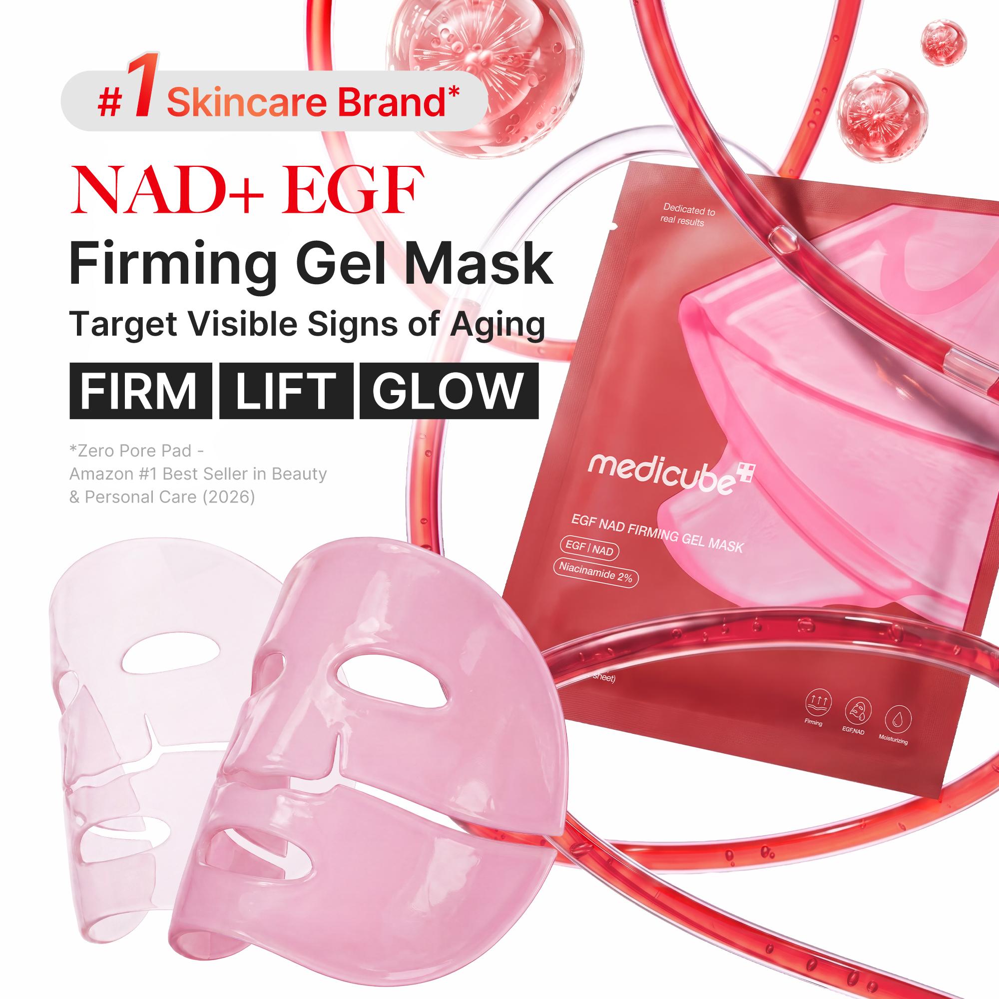 [NEW] [medicube] NAD+ EGF Firming Gel Mask (4 sheets) | Color Changing Red Jelly Mask | NAD+, EGF, Anti-aging, Plumping, Radiance Boosting |  Hydrogel Mask for Skin Elasticity & Volume |  Overnight Face Mask for Youthful-Looking Skin | Korean Skincare