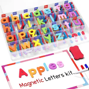 Classroom Magnetic Alphabet Letters Kit 238 Pcs with Double - Side Magnet Board - Foam Alphabet Letters for Preschool Kids Toddler Spelling and Learning Colorful ABC Education Fridge Magnets
