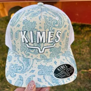 Kimes Ranch Bellevue Hat - Blue Paisley Design with White Mesh Back Adjustable Snapback Cap