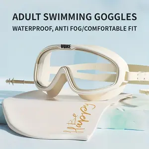 1pcs Adult Large Frame Swim Goggles, Waterproof Anti-Fog High Definition Women's Swimming Glasses, Includes Ear Plugs, Swimming Training Gear