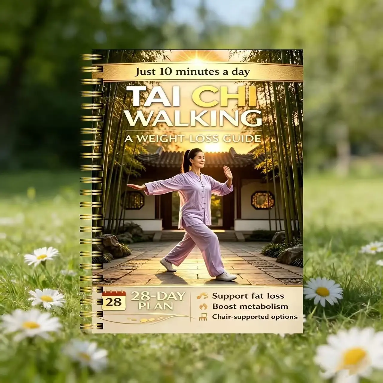 Tai Chi Walking Training Notebook, 28-Day Plan, Daily 10-Minute Sessions, Ideal for Fitness Enthusiasts, Easy-To-Use Guide, Ideal for Beginners