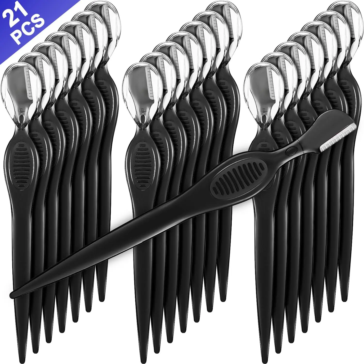 21 Pcs Eyebrow Razor Eyebrow Shaver Facial Razor Multipurpose Face Trimmers with Precision Cover for Women Makeup Care Tools(Black)