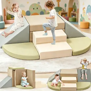 WINZOO 6-Piece Toddler Foam Climbing Toys, Indoor Soft Play Set for Crawling & Sliding, Safe Gym Equipment for 1-3 Year Olds, Nursery Use