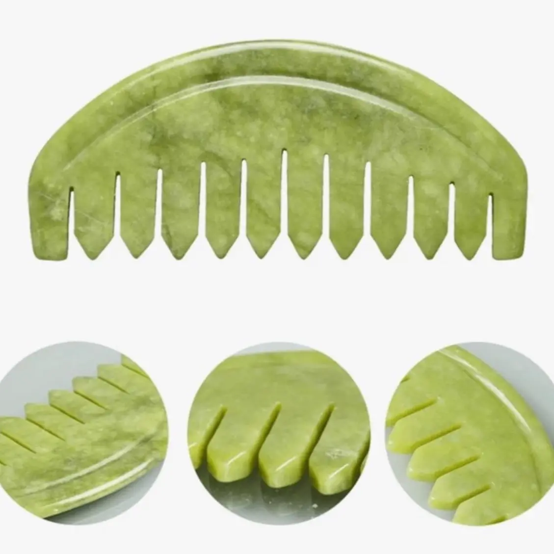 Natural Jade Massage Comb for Comfortable Scalp and Gua Sha Tool - Skincare