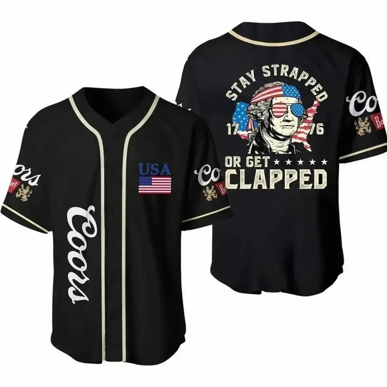Coors Washington 1776 Baseball Jersey – 4th of July Coors Beer USA Flag Party Shirt, Gift for Him/Her, For Any Season