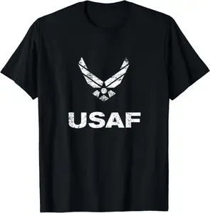 Cotton(pure) USAF Air Force Distressed USAF Simple Logo Design T-Shirt