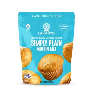 Lakanto Sugar Free Plain Muffin Mix - Sweetened with Monk Fruit Sweetener Allulose Erytrhritol, Gluten Free, Nut Free, Customizable with Add Ins like Blueberry, Strawberry, Nuts, Chocolate Chips, Great Tasting, Healthy - Plain