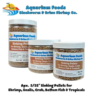 Shrimp Pellets, 40% Protein Sinking 3/32" x 1/4" Pellets for Shrimp, Snails, Crabs, Axolotls, Newts, Catfish, Plecos, All Bottom Tropical Fish… Round Jar