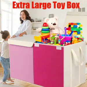 31.7 Gallon Extra Large Toy Bin, Foldable Sturdy Children's Toy Bin, Suitable for Boys, Girls, Kids, Toy Storage Organizer Bin, with Lid, Toddler Storage Bin, Toy Bin Basket, Suitable for Living Room, Bedroom, Nursery