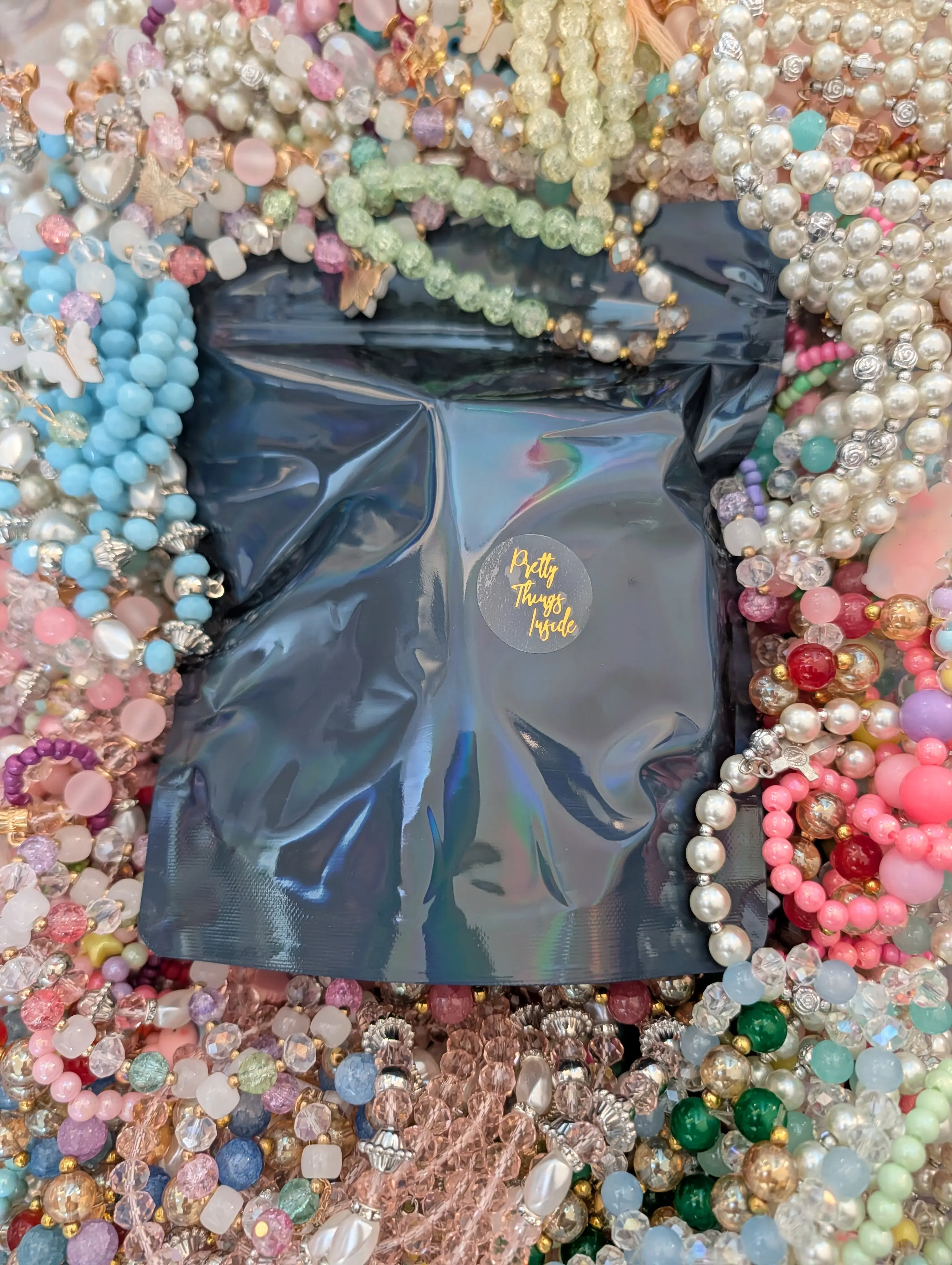 Unisex 12-Pcs Stackable Beads Artificial Crystal Bracelets & Bangles Set - Polished Glass Jewelry, Mix Colors Mystery Bag, Party Favor, Casual Daily Wear, Fun Unboxing Experience Trendy Collectibles