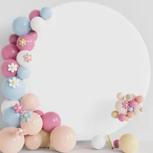7.2FT Round Backdrop Cover White Spandex Fitted Circle Balloon Arch Cover for Wedding Birthday Party Decoration