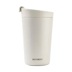 BUYDEEM 340ml Insulated Travel Mug - Oat White, Stainless Steel Tumbler for Hot & Cold Drinks, Car Cup Holder Friendly, CD1012