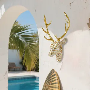 Animal Statue Wall Decor, Abstract Mosaic Deer Head Sculpture, Home Decoration Hanging Ornament, Interior Wall Decor, Unique Artistic Wall Art