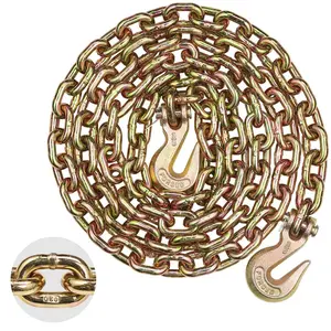 VEVOR G80 Transport Binder Chain, 3/8x 10.3' Tow Chain with Clevis Grab Hooks, 7100 lbs Safe Working Load, Heavy Duty Trailer Logging Chain for Transporting Towing Truck Tie Down Binding Equipment