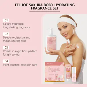 Sakura Body Hydrating Fragrance Set - Christmas Personal Care Gift Set - Body Wash Body Skin Cream Body Perfume Spray - Comfort, Body Care Foam Moisturizing