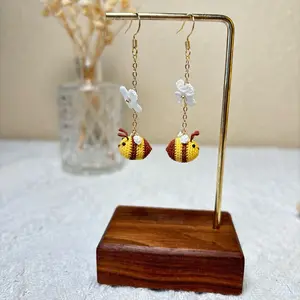 Handmade Microcrochet Bumble Bee Earrings