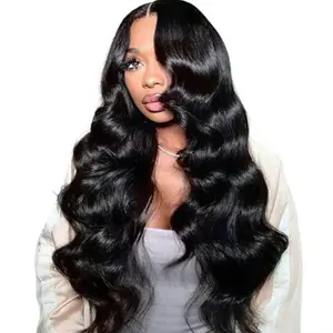 Cute Bein 200 Density Body Wave Frontal Wigs 13x6 HD Transparent Lace Frontal Wigs Natural Hairline Natural Black Color