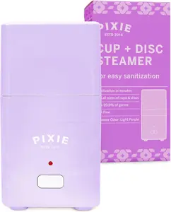 Pixie Menstrual Cup Sterilizer for Feminine Care - Ranked 1 for The Best Steamer - Kills 99.9% of Germs with Steam - Wash Your Period Disc or Cup in 3 Minutes! - Automatic Timing Shut-Off Switch
