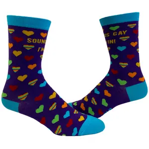 Men's Sounds Gay I'm In Socks Funny LGBTQ Pride Parade Graphic Novelty Footwear Funny Graphic Socks Comfortable Fitted Spandex Cotton