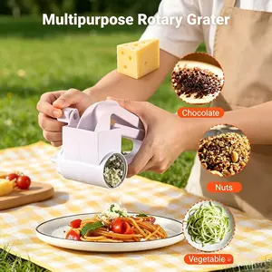 1 multifunctional rotary cheese shredder, handheld manual kitchen shredder, cheese, chocolate, nut, vegetable multifunctional slicer, easy to clean and use, perfect for home cooking, baking, salad and pasta preparation