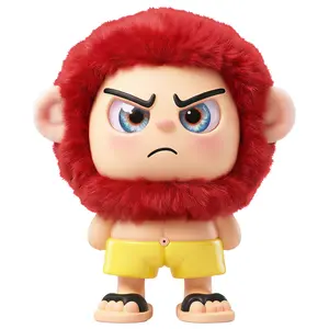 Leizi GE AI Companion & Emo Robot, Plush Interactive Toy Figure (Rose Red, Frowning Expression)