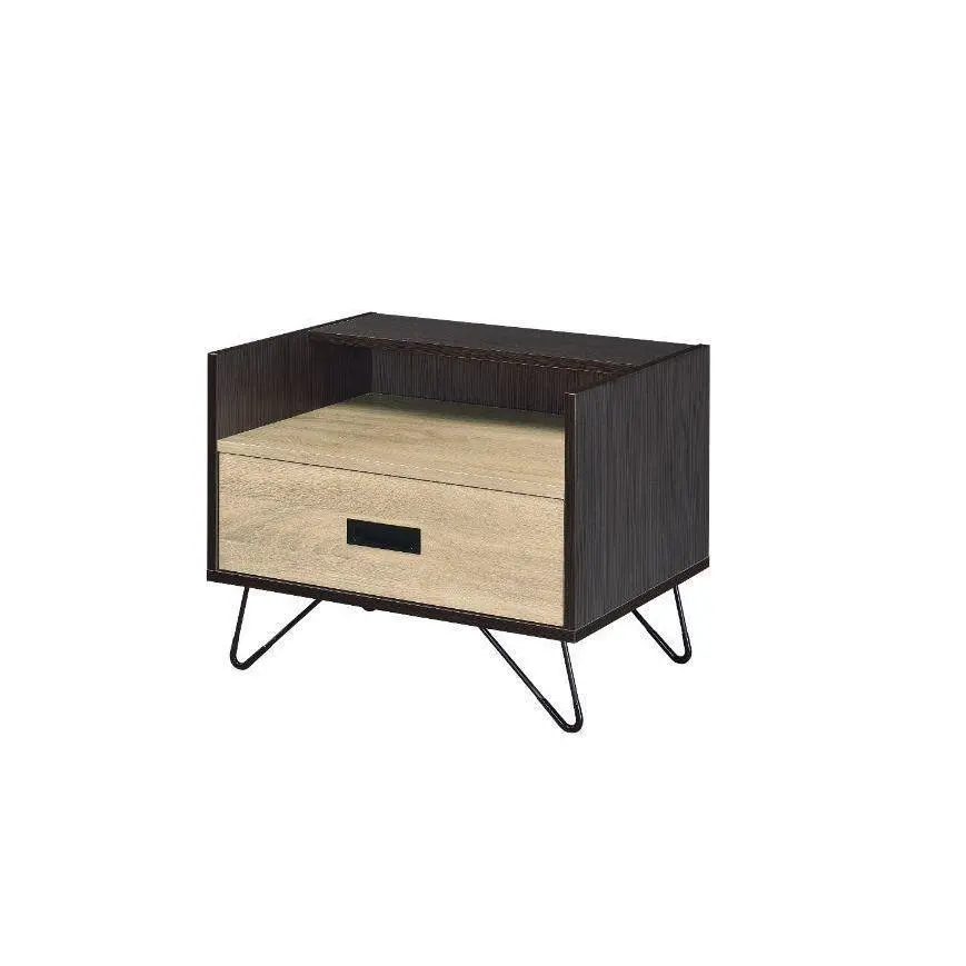 ACME Melkree Accent Table, Oak & Black Finish