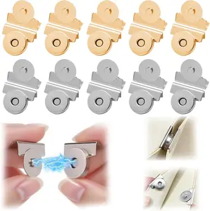 10 Pairs Magnetic Snaps for Purses and Totes, No-Sew Metal Snap Buttons Closures for Bags, Clothing, DIY Crafts (Gold Silver)