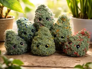 Crochet Nug Bud Plushie Cute Amigurumi Cannabis Nug Toy Funny Stoner Gift Idea Emotional Support Desk Pet Handmade 420 Room Decor