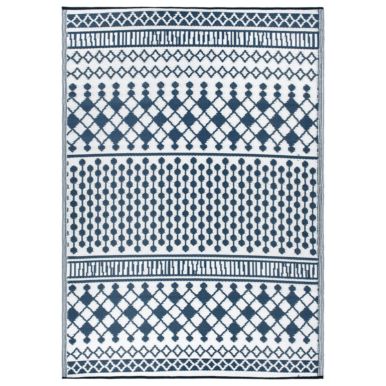 Contemporary Bohemian Geometric Reversible Recycled Plastic Outdoor Picnic Mat, Camping Rug, RV Rug