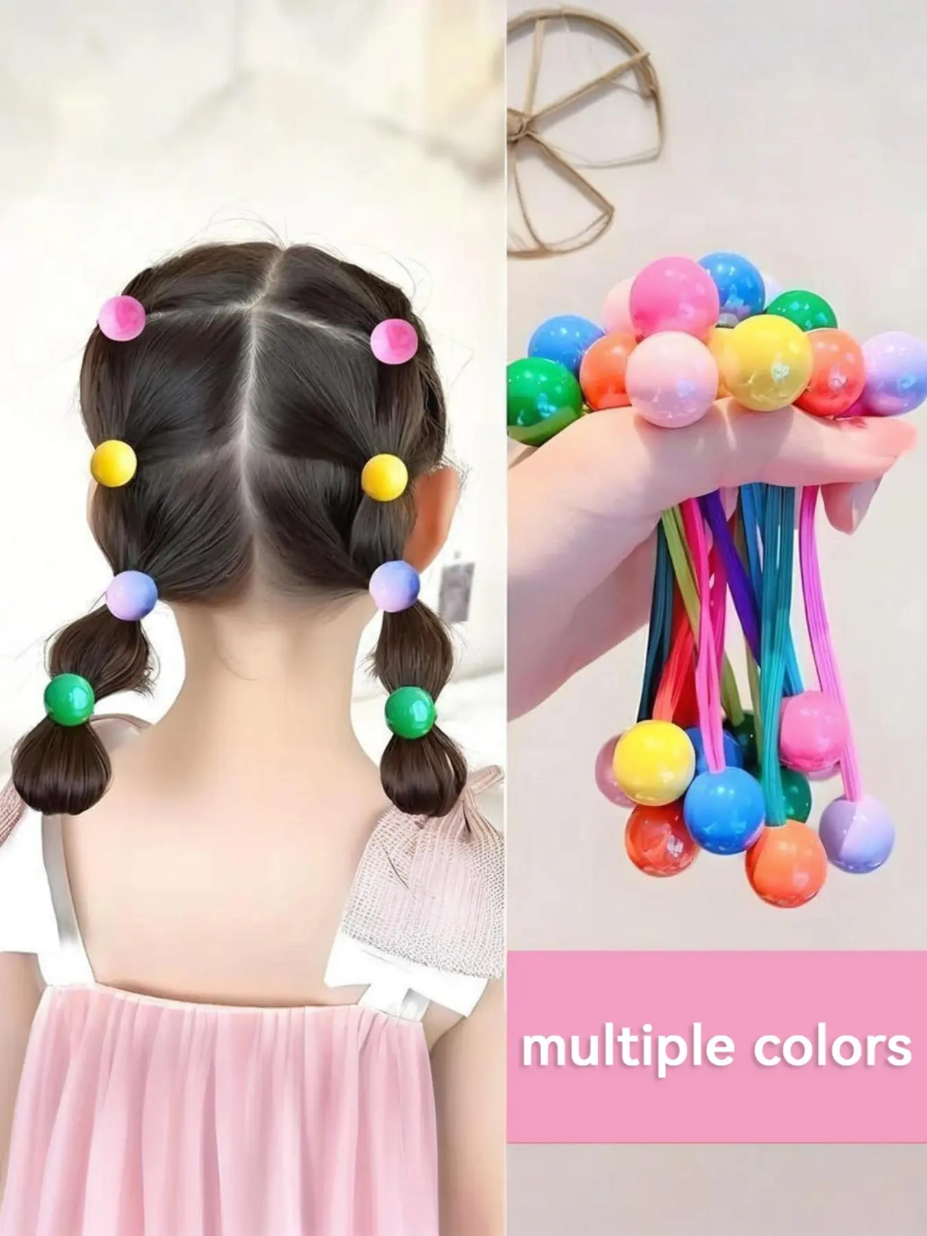 7 Pcs Colorful Ball Hair Bands, Cute Rainbow Elastics, Scrunchies, Hairbands, Soft & Elastic, Non-Slip, Durable, Suitable for All Hair Types, Tiktok Trendy, Cute Hair Accessories
