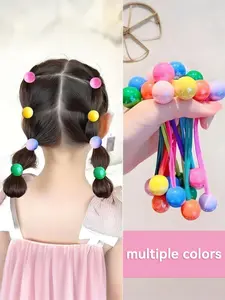 7 Pcs Colorful Ball Hair Bands, Cute Rainbow Elastics, Scrunchies, Soft & Elastic, Non-Slip, Durable, Suitable for All Hair Types, Tiktok Trendy