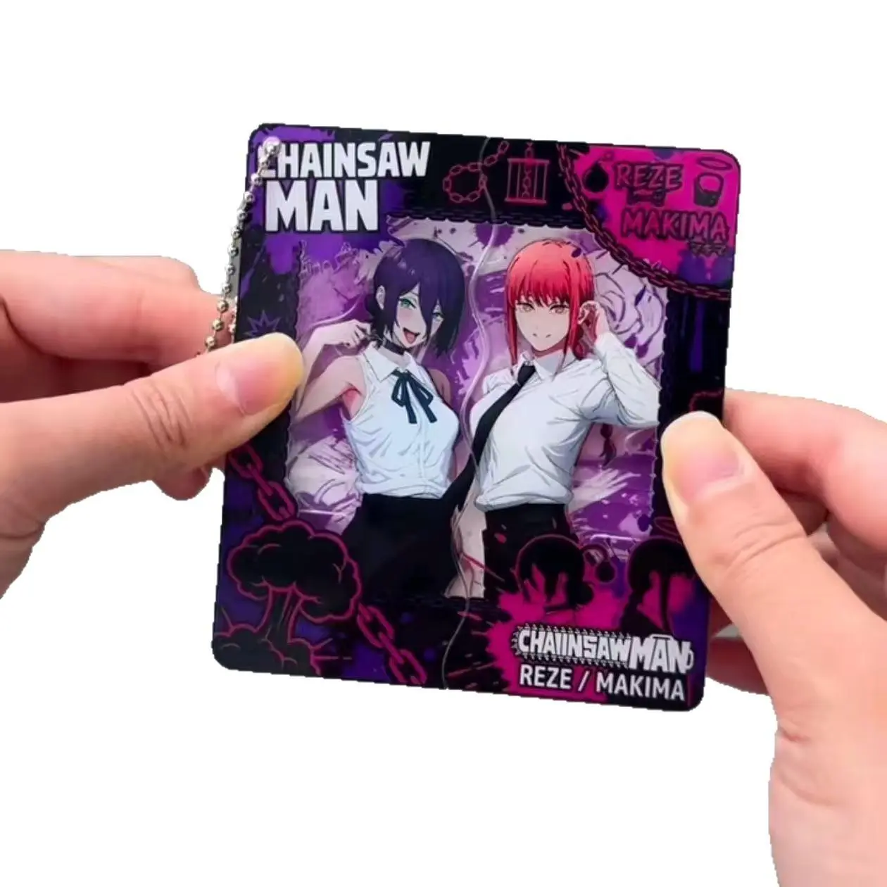 Chainsaw Man Leselma Qima Peripheral Acrylic Pull Through Card Pendant Gift Collection for Friend's Birthday