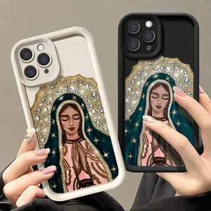 Our Lady of Guadalupe Virgin Mary for iPhone 17/16/15/14/13/12/11 Xs Pro Max Plus air Mobile Phone Case Cover TPU Silicone Anti Drop Protection Shockproof Protective Retro Collection tify Styles gift nunu Casual