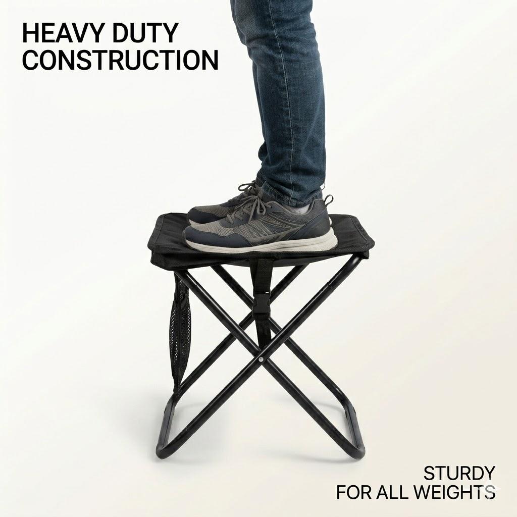 Pocket-Size Folding Stool Ultralight Camping Chair, Mini Portable Collapsible Seat for Fishing and Outdoor Activities, Compact Backpacking Stool Fits in Pocket, Lightweight Travel Bench for Adults