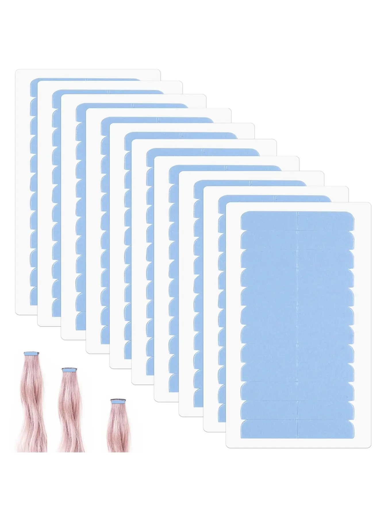 Double Side Wig Tape Hair Extension Tapes, Adhesive Replacement Tape for Hairpieces, Tape in Tape Extension Replacement Waterproof Breathable Skin-Friendly Strong Hold, Hair Extension Kit (144PCS/240PCS/720PCS)