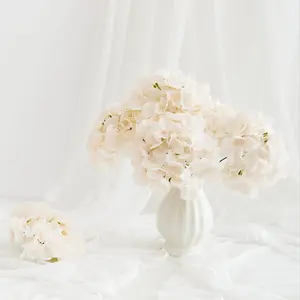 Hydrangea Artificial Flower Head, 6 Counts Faux Flower with Stem, Decorative Flower for Home Party Wedding Office Balcony, Fruit