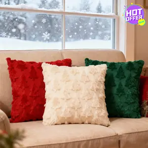 2 Pack Christmas Tree Pillow Covers 18x18 Inch - Green Throw Pillow Cover Decorations - Soft Plush Cushion Case for Christmas Sofa Couch Bed Room Decoration - Winter Xmas Holiday Home Decor