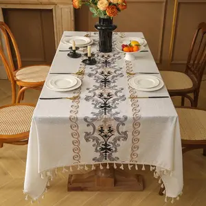 Floral Pattern Table Runner, 1 Count Exquisite Elegant Tablecloth, Table Decoration Supplies for Home Kitchen Dining Room