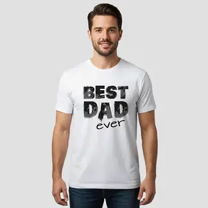 Best Dad Ever T-Shirt - Premium 100% Ring-Spun Cotton Graphic Tee for Everyday Wear Father's Day Birthday Menswear Fitted Crewneck Shortsleeve Top