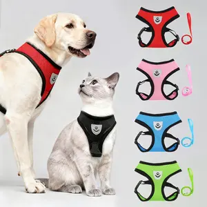2Pc/set Ultimate Comfort Mesh Cat Dog Leash And Harness Set - Breathable, Reflective, Adjustable Pet Vest With Traction Rope For Small Dogs And Cats, Easy Walking And Training And Durable