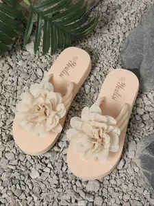 Women's Elegant Flower Design Slides, Casual Comfortable Flat Sandals for Summer, Female All-match Round Toe Sandals for Daily Wear, Girl