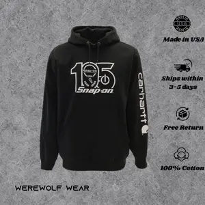 105th Carhartt Black Hoodie – Limited Edition Heavyweight Pullover, Durable Workwear Style with Front Pocket, Comfortable Fit for Men & Women