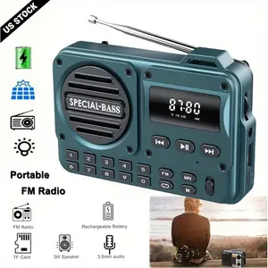 Pocket Radio FM USB-C Charging 2000mAh Rechargeable Excellent Reception Clear Speaker and Headphone Jack, LCD Screen, FM Radio for Walk/Jogging/Gym, Bluetooth/TF(NO AM) (Turquoise)
