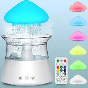 Mushroom Cloud Humidifier, Bedroom and desk drip humidifier 7 color atmosphere light and timing Settings rain cloud humidifier Drip humidifier Drip sound with remote control