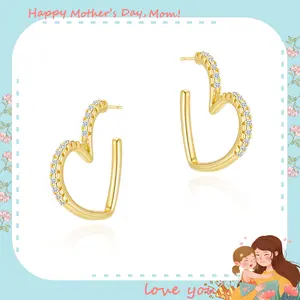 KINHOPI Gold Stud Earrings for Women Gold/Silver/Rose/Black Color Plated Heart Hoop Earrings Lightweight Hoops Gifts