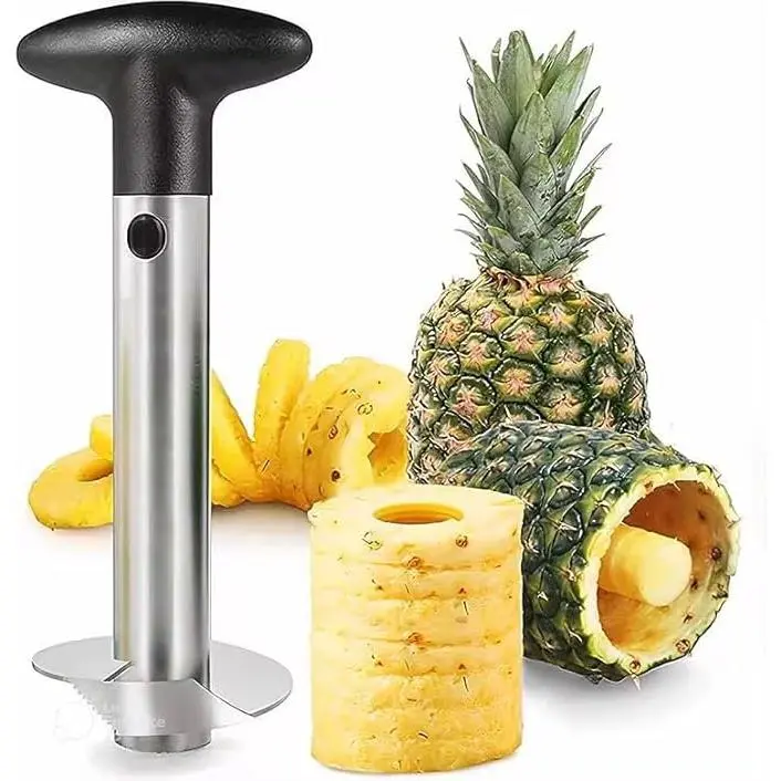 Stainless Steel Pineapple Corer Slicer Peeler - Precision Blade, Rustproof Reusable Home Kitchen Utensil, Detachable Handle for Easy Core Removal, Compact Modern Kitchen Utensils for Pineapple Prep