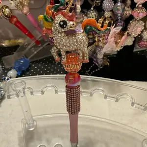 Rainbow Color Unicorn DIY Pen with Colorful Beads and Decorative Design