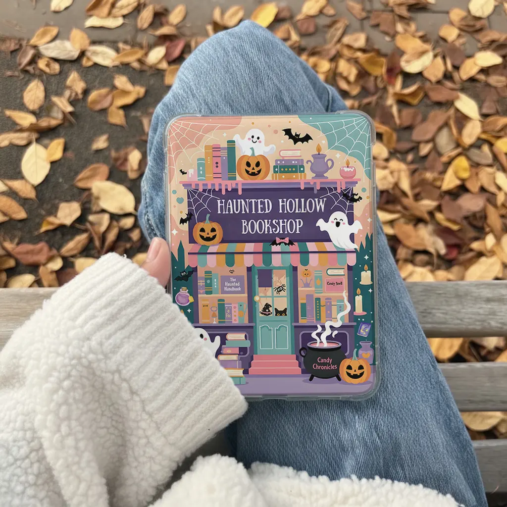 Cute Kindle Insert for Clear Case, Haunted Bookshop Themed - Aesthetic Book Lover Decor, Cozy Reading Device Accessory
