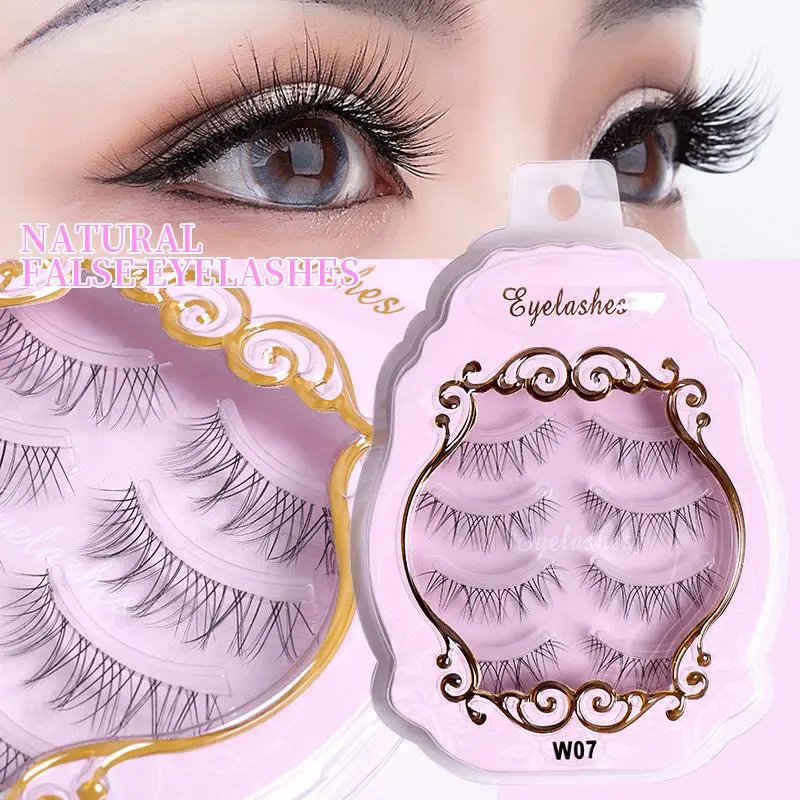 LTWEGO 3/4 Pairs Half Eyelash Transparent Stalk Invisible Band Faux Mink Lashes Reusable False Eyelashes Natural Fluffy 2026 New